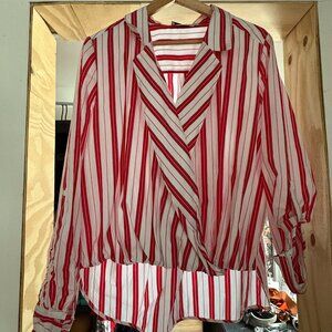 Harshman Striped Surplus Blouse In Red Stripe - Anthropologie LA Mia